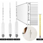 Lot de 3 alcoom�tres professionnels - avec une division de 0 � 100% - thermom�tre pour mesurer la teneur ...