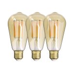 Xanlite - lot de 3 ampoules  filament led st64, culot e27, 340 lumens, conso. 4w q. 32w, blanc chaud ...