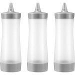 Lot de 3 bouteilles  presser en plastique pour ketchup avec bouchon  pointe - distributeurs de sauce, ...