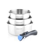 Lot de 3 casseroles inox manche amovible arthur martin am3456