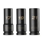 Lot de 3 douilles automobiles - carr 1 / 2 - 17 mm / 19 mm / 21 mm - rhdis3pc - ryobi