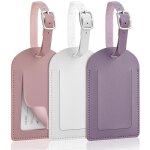 Lot de 3 etiquette valise en pu, �tiquette bagage avec boucle r�glable, porte etiquette valise cuir inscriptib ...