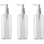 Lot de 3 flacons  pompe vides rechargeables en plastique transparent de 100 ml pour maquillage, lotion, ...