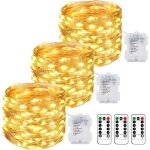 Lot de 3 guirlande lumineuse a pile, 10m 100led guirlande led � pile avec t�l�commande 8 modes fonction ...