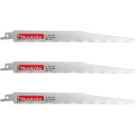 Lot de 3 lames de scie sabre makita p - 46975 bi - m�tal pour coupe droite acier et bois avec reste m�tal ...
