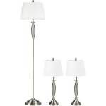 Lot de 3 lampadaires 38x38x162 cm, comprenant 1 lampadaire de chambre, 2 lampes de table, e27, 40 w, ...