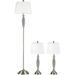 Lot de 3 lampadaires 38x38x162 cm, comprenant 1 lampadaire de chambre, 2 lampes de table, e27, 40 w, ...