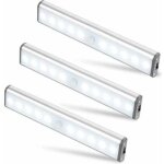 Lot de 3 lampes 10 led, sans fil, rechargeable par usb, aimant�, d�tecteur de mouvement, 2 modes d'�clairage, ...