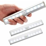 Lot de 3 lampe led detecteur de mouvement interieur lumi�re armoire 10 leds spot sans fil, lampe de placard ...