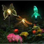 Lot de 3 lampes solaires de jardin en forme de papillon, colibri, libellule, led à énergie solaire, multicolor ... Lot de 3 lampes solaires de jardin en forme de papillon, colibri, libellule, led à énergie solaire, multicolor ...