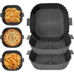 Lot de 3 moules en silicone pour friteuse � air 19, 5 x 19, 5 x 5 cm, accessoires carr�s, r�utilisables ...