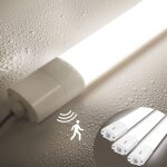 Lot de 3 neon led 90 cm avec detecteur de mouvement, 30w 3300lm tube sensor lampe, ip65 impermable reglette, ...