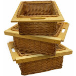 Lot de 3 paniers de rangement coulissants en pin pour cuisine, salle de bain, chambre, penderie - 500 ...