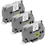 Lot de 3 rubans blanc compatible brother p - touch tze - 231 - etiquette 12mm x 8m phonillico