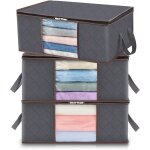 Lot de 3 sacs de rangement pliables pour v�tements de 35 l avec couvercles, organiseur de rangement pour ...