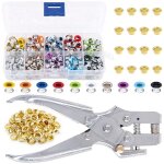 Lot de 300 ?illets m�talliques de 10 couleurs de 1, 9 cm et 1 pince perforatrice � ?illets avec 100 ?illets ...