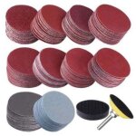 Lot de 303 disques abrasifs 50 mm 2  grain 40 - 2000 avec outil pivotant pour tampon de polissage abrasif ...