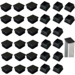 Lot de 32 bouchons � lamelles pour tubes carr�s 40 x 40 mm, carr�s en plastique noir, bouchons carr�s ...