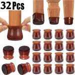 Lot de 32 protections de sol en silicone pour pieds de chaise pour sols en bois dur marron taille l (3, ...
