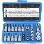 Lot de 34 douilles torx m�les femelles : e4 - e20 t10 - t60 avec embouts t10 - t55 et adaptateur 3 / ...