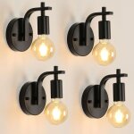 Lot de 4 appliques murales rétro, métal noir e27 lampe murale industrielle pour salon, chambre à coucher, ... Lot de 4 appliques murales rétro, métal noir e27 lampe murale industrielle pour salon, chambre à coucher, ...