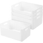 Lot de 4 boîtes de rangement en plastique pour cuisine et salle de bain 25 cm panier de rangement à fond ... Lot de 4 boîtes de rangement en plastique pour cuisine et salle de bain 25 cm panier de rangement à fond ...