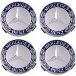 Lot de 4 cache - moyeux compatibles avec mercedes benz 75 mm - bleu, trimec