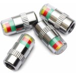Lot de 4 capuchons de valve de pneu avec indicateur 3 couleurs, chrome + pc, avertissement visuel pression ...