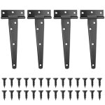 Lot de 4 charni�res en t, noires charni�re porte de grange, charni�res de portes, charniere plate inox ...