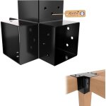 Lot de 4 connecteur de poteau 4d en x 91 x 91 mm ? support pergola robuste ? noir ? fixation solide pour ...