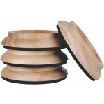 Lot de 4 coupelles en bois dur - tampons de protection pour pieds de meuble chne naturel.