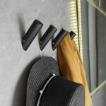 Lot de 4 crochets muraux noirs r�sistants pour peignoirs, manteaux, peignoirs, salle de bain, crochets ...