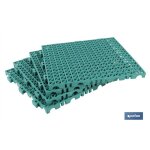Lot de 4 dalles creuses en pvc 33 x 33 x 2 cm, montage facile et fixation par clic.