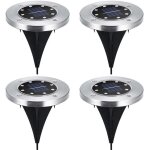 Lot de 4 disques solaires  led spots de jardin  planter, lumire blanche