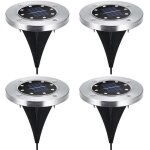 Lot de 4 disques solaires � led spots de jardin � planter - ulisem