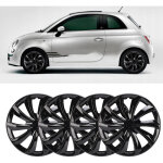 Lot de 4 enjoliveurs de jante 15 pouces, fixation par clips, �l�gants et l�gers, pour fiat 500, noirs. ...