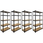 Lot de 4 �tag�res modulables charges lourdes noire - m�tal - 5 plateaux - 875 kg - 180 x 90 x 40cm - ...