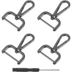 Lot de 4 fermoirs pivotants � crochet, anneau en d d�tachable 32 mm, avec tournevis, noir.