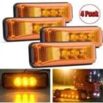 Lot de 4 feux de gabarit avant 3, 9 pouces, 3 led ambr�es, �tanches, montage en surface pour camion, ...