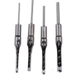 Lot de 4 forets carr�s pour le travail du bois, scie - cloche � mortaiser en acier pour bois
