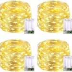 Lot de 4 guirlandes lumineuses � 100 led et � piles en fil de cuivre pour int�rieur, ext�rieur, chambre, ...