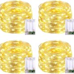 Lot de 4 guirlandes lumineuses � 100 led et � piles en fil de cuivre pour int�rieur, ext�rieur, chambre, ...