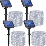 Lot de 4 guirlandes lumineuses solaires d'ext�rieur, 20 m, 200 led, �tanches, 8 modes, id�ales pour les ...