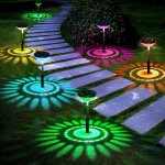 Lot de 4 lampes solaires lumineuses pour all�e, changement de couleur / lumi�res solaires d'ext�rieur ...
