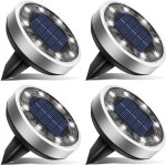 Lot de 4 lampe solaire au sol, 8 led jardin exterieur solaire etanche ip65 lumiere solaire, spot solaire ...