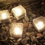 Lot de 4 lampes solaires au sol � led pour pav� de verre, �clairage ext�rieur d�coratif solaire pour ...