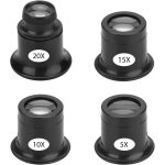 Lot de 4 loupes de bijoutier portables, loupes d'horloger diff�rentes puissances, 5x, 10x, 15x, 20x oeil ...