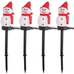 Lot de 4 lumi�res solaires de bonhomme de neige de no�l avec piquet, lumi�res solaires ext�rieures pour ...