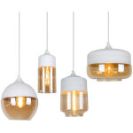 Lot de 4 lustre suspension en verre design e27 luminaire modern pour chambre h�tel - blanc ambre