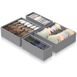 Lot de 4 organisateur sous vetement, organisateur de tiroir pliable, 24 / 6 / 8 compartiments s�parateurs ...